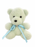 Pastel Sage Fuzzy Bear with Ribbon Bow