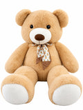 Chubby light-tan bear with bow